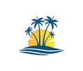 Hotel tourism holiday summer beach coconut palm tree vector logo design Royalty Free Stock Photo