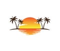 Hotel tourism holiday summer beach coconut palm tree vector logo design Royalty Free Stock Photo