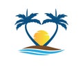 Hotel tourism holiday summer beach coconut palm tree vector logo design Royalty Free Stock Photo