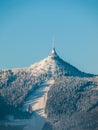 Hotel and transmitter Jested with ski slope Royalty Free Stock Photo