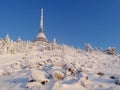 Hotel and transmitter Jested in winter time Royalty Free Stock Photo
