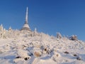 Hotel and transmitter Jested in winter time Royalty Free Stock Photo