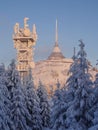 Hotel and transmitter Jested in winter time Royalty Free Stock Photo