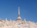 Hotel and transmitter Jested in winter time Royalty Free Stock Photo