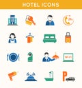 Hotel travel flat icons set
