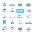 Hotel and travel thin line icons, pictogram, symbol set. Royalty Free Stock Photo