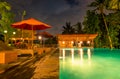 Night Swimming Pool in a Tropical Hotel Royalty Free Stock Photo