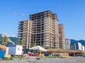 Hotel under construction on the beach. Black Sea coast. Construction industry Royalty Free Stock Photo