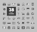 Hotel vector grayscale isolated sign icon set