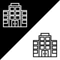 Hotel Vector icon, Outline style, isolated on Black and white Background