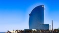 Hotel W located in the Poblenou neighborhood of Barcelona,witht blue sky
