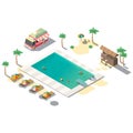 Luxury resort swimming pool isometric vector