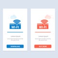 Hotel, Wifi, Service, Device Blue and Red Download and Buy Now web Widget Card Template