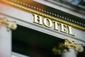 Hotel word with majestic letters five star vintage