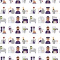 Hotel workers personal professional service man and woman job uniform objects hostel manager vector illustration. Royalty Free Stock Photo