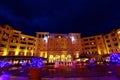 Hotel yard in Christmas spirit by night Royalty Free Stock Photo