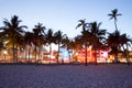 Hotels, bars, restaurants and night life at Ocean Drive in South Beach Royalty Free Stock Photo