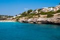 Hotels and the beach - view at Cala Romantica Royalty Free Stock Photo