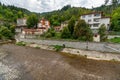 Hotels with mineral water on the banks of the Arda river in the village of Banite in Bulgaria Royalty Free Stock Photo