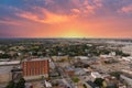 Hotels, office buildings and apartments in the city skyline along the banks of Mobile Bay with cars on the street Royalty Free Stock Photo