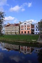 Hotels on river bank of Pskov Royalty Free Stock Photo