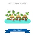 Hotels on Water Maldives vector flat attraction sightseeing