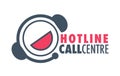 Hotline call centre red and grey graphic logo