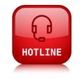 HOTLINE red square vector web button with reflection Royalty Free Stock Photo