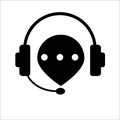 Hotline support service with headphones icon isolated on white background. Vector illustration Royalty Free Stock Photo