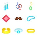 Hotly darling icons set, cartoon style Royalty Free Stock Photo