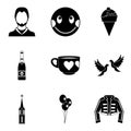 Hotly favourite icons set, simple style Royalty Free Stock Photo