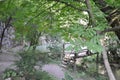 Hotnitsa Waterfall wooden bridge from Veliko Tarnovo province in Bulgaria