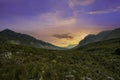 Hottentots Holland Mountains gorge and sunset in Overberg western cape South Africa Royalty Free Stock Photo