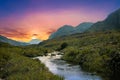 Hottentots Holland Mountains river and sunset in Overberg western cape South Africa Royalty Free Stock Photo