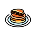 hotteok dessert korean cuisine color icon vector illustration