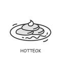 Hotteok line icon. Korean pancake filled with cinnamon, brown sugar, and nuts.Editable vector illustration