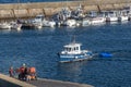 Local life in the port of the Saint-Gildas-Houat Port in Houat Island. Brittany, France