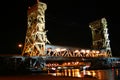 Houghton-Hancock Bridge at Night Royalty Free Stock Photo