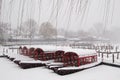 Houhai lake after snow Royalty Free Stock Photo