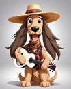 Hound dog guitar player singing blues music