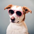 Hound Dog Wearing Pink Sunglasses