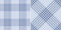 Houndstooth check pattern in blue and white for dress, jacket, coat, scarf. Seamless spring autumn winter tweed tartan plaid.