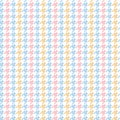 Houndstooth check pattern for spring in pastel blue, pink, yellow, white. Multicolored light dog tooth tweed vector graphic. Royalty Free Stock Photo