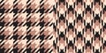 Houndstooth check plaid pattern in black, beige, pink. Seamless spring autumn winter neutral dog tooth tartan set for dress, scarf Royalty Free Stock Photo