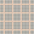 Houndstooth check plaid pattern in grey and beige. Seamless vector grid background image for skirt, jacket, trousers, dress.