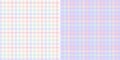 Houndstooth check plaid pattern in iridescent pastel purple, green, pink, orange, off white. Seamless light dog tooth tartan. Royalty Free Stock Photo