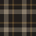 Houndstooth check plaid pattern vector in black, brown gold, beige. Seamless dark tartan plaid vector for skirt, scarf, jacket.