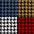 Houndstooth geometric plaid seamless pattern set, vector