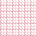 Houndstooth pattern in pink and white for spring autumn winter. Seamless light pastel dog tooth vector illustration for scarf. Royalty Free Stock Photo