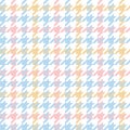 Houndstooth pattern spring in pastel blue, pink, yellow, white. Seamless multicolored light dog tooth graphic vector for dress. Royalty Free Stock Photo